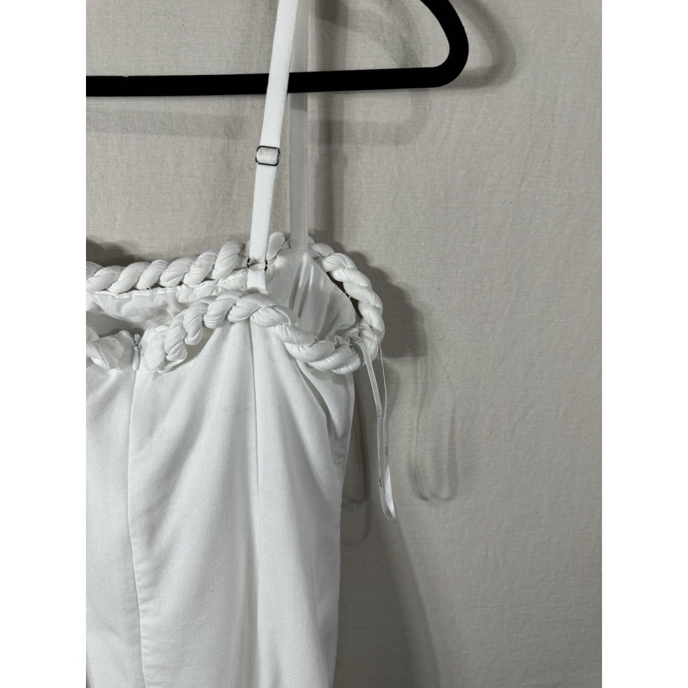 Lulus White Braided Trim Mini Dress Women's Medium Linen Blend Coastal Boho - Picture 6 of 8